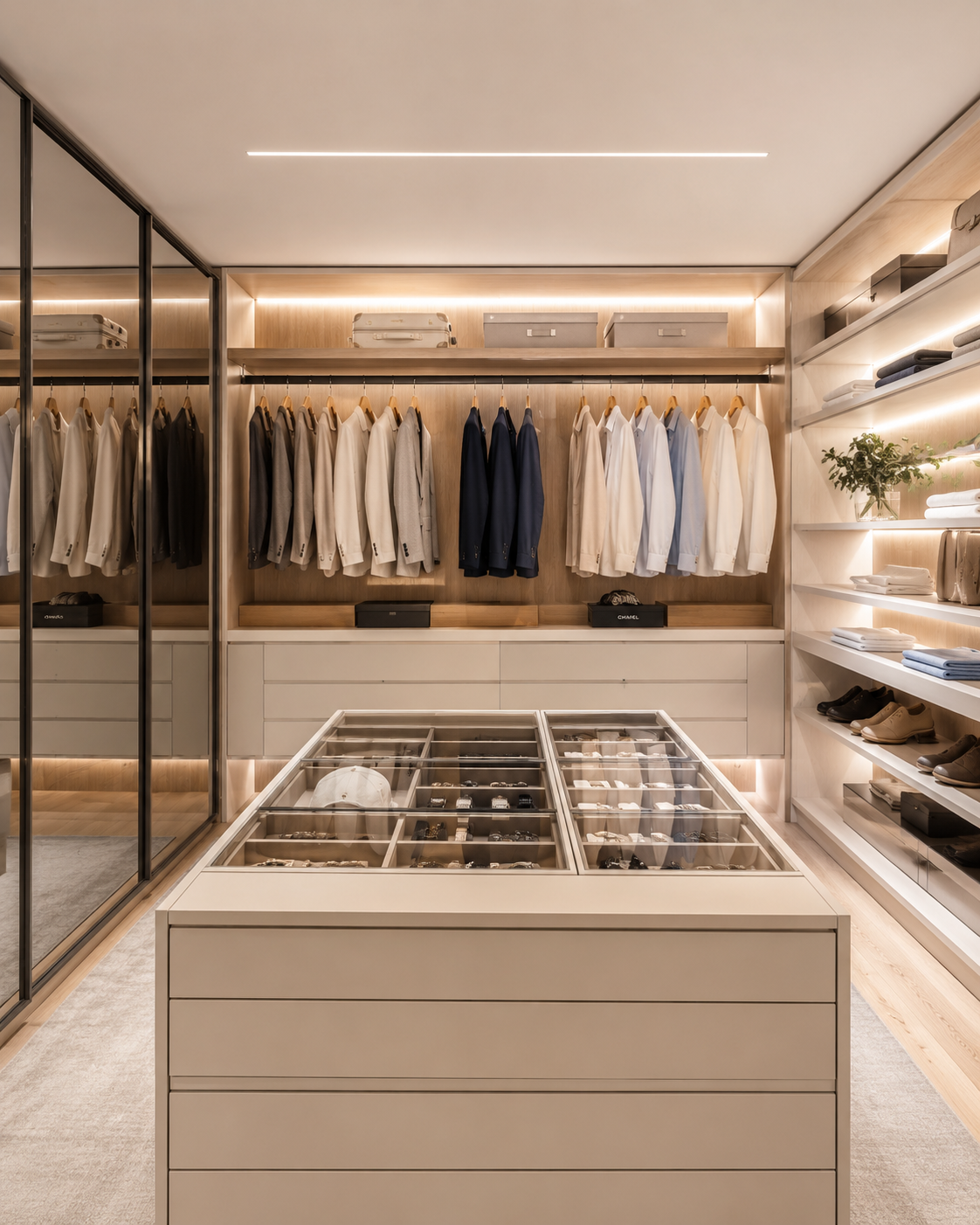 Closet com divisão inteligente e leitura visual leve