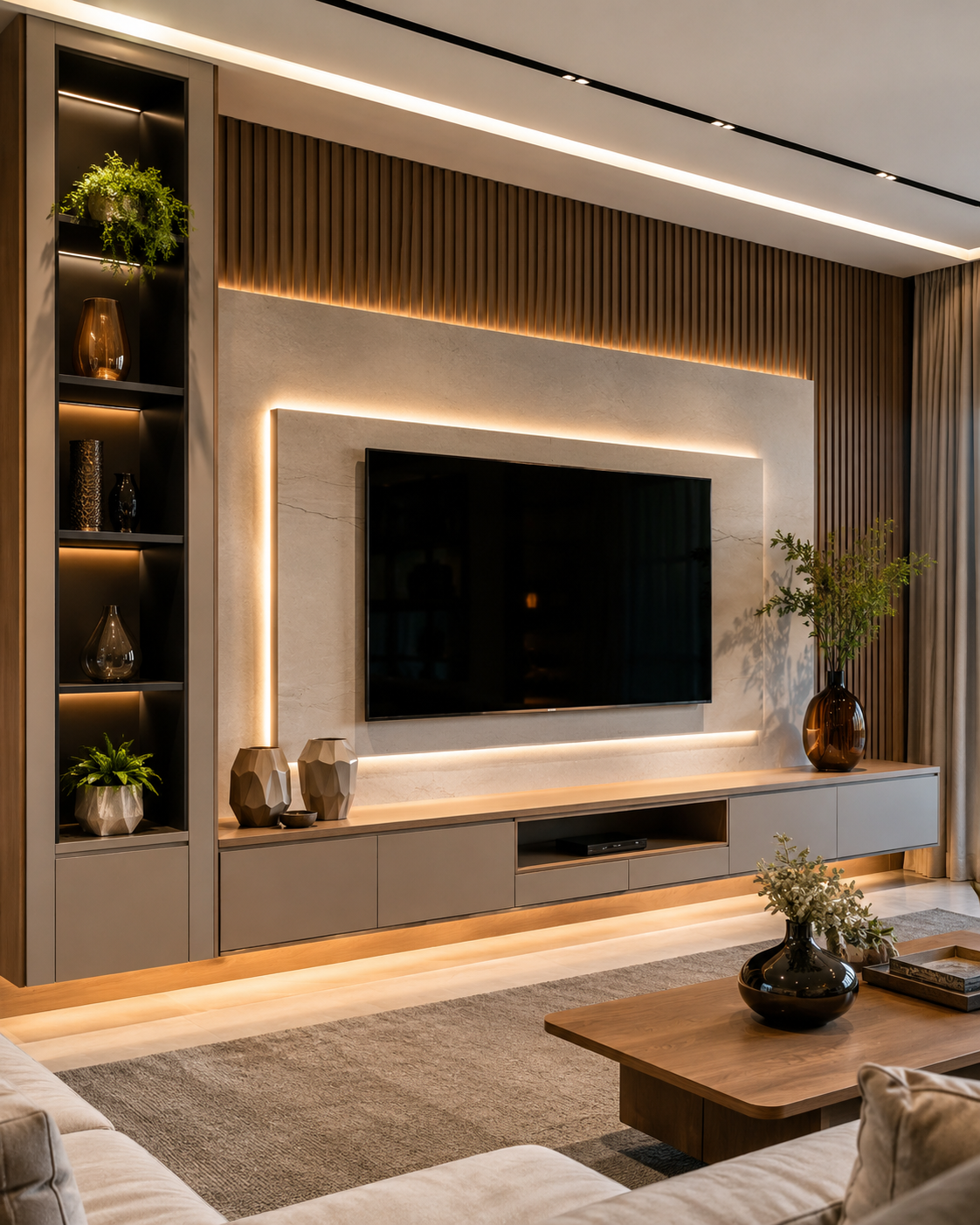 Painel marcante com equilíbrio entre decoração e função