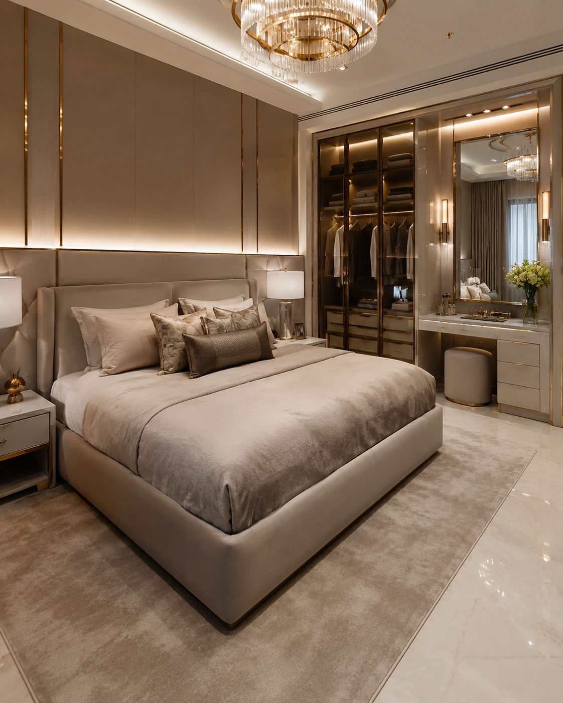 Quarto planejado sob medida em estilo luxo